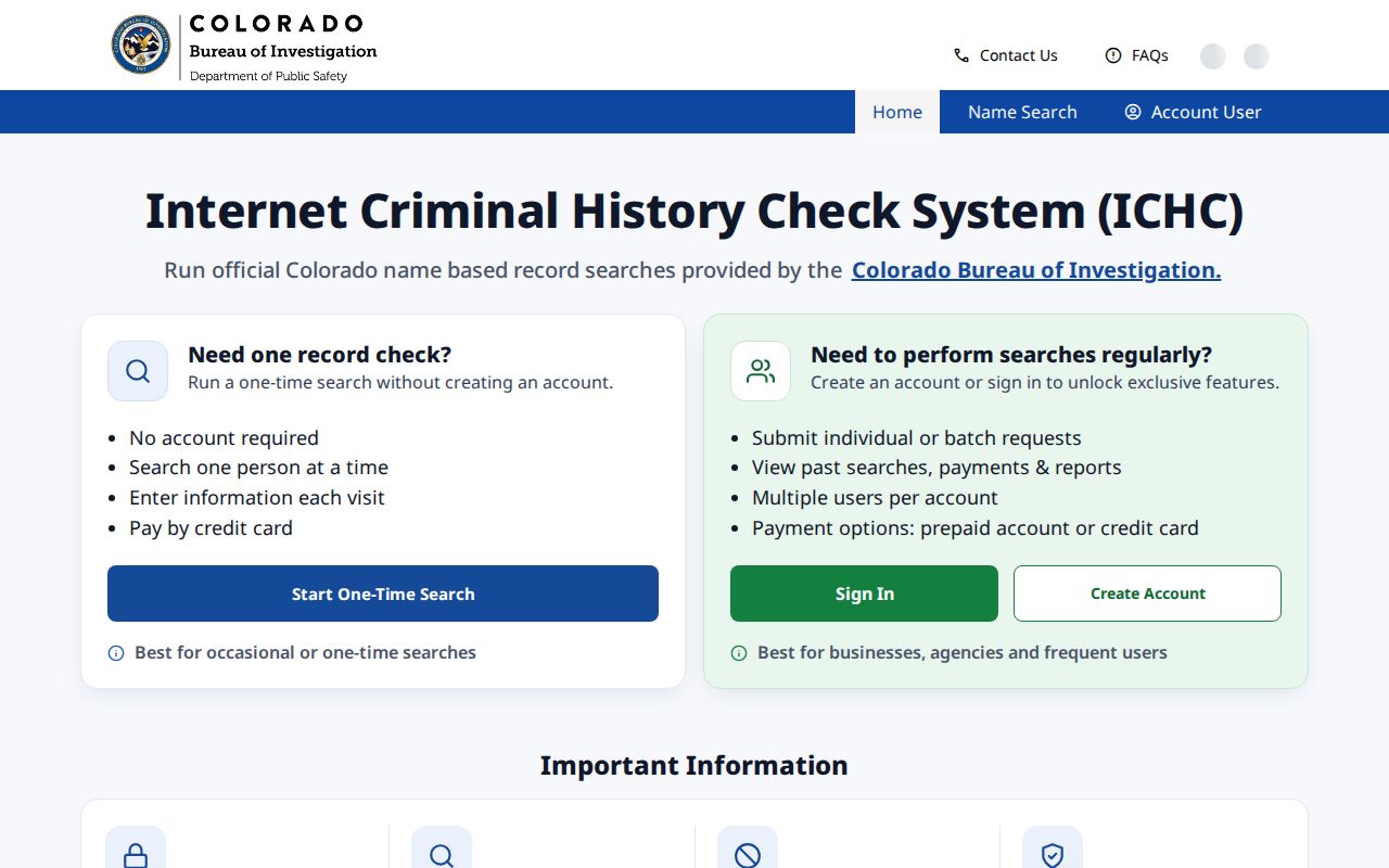 Summit County criminal history CBI ICHC name search