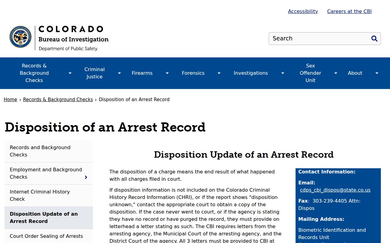 Correcting a Summit County arrest history disposition with CBI