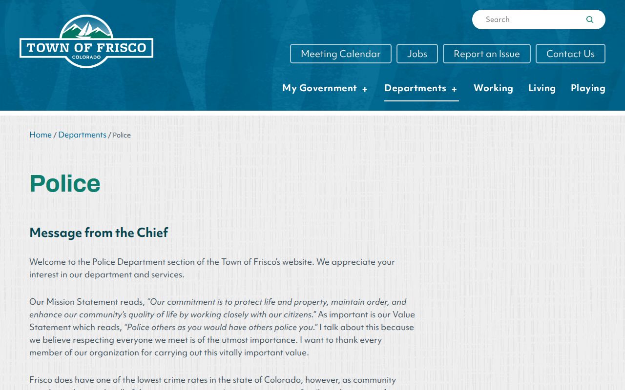 Frisco criminal history Police Department access page
